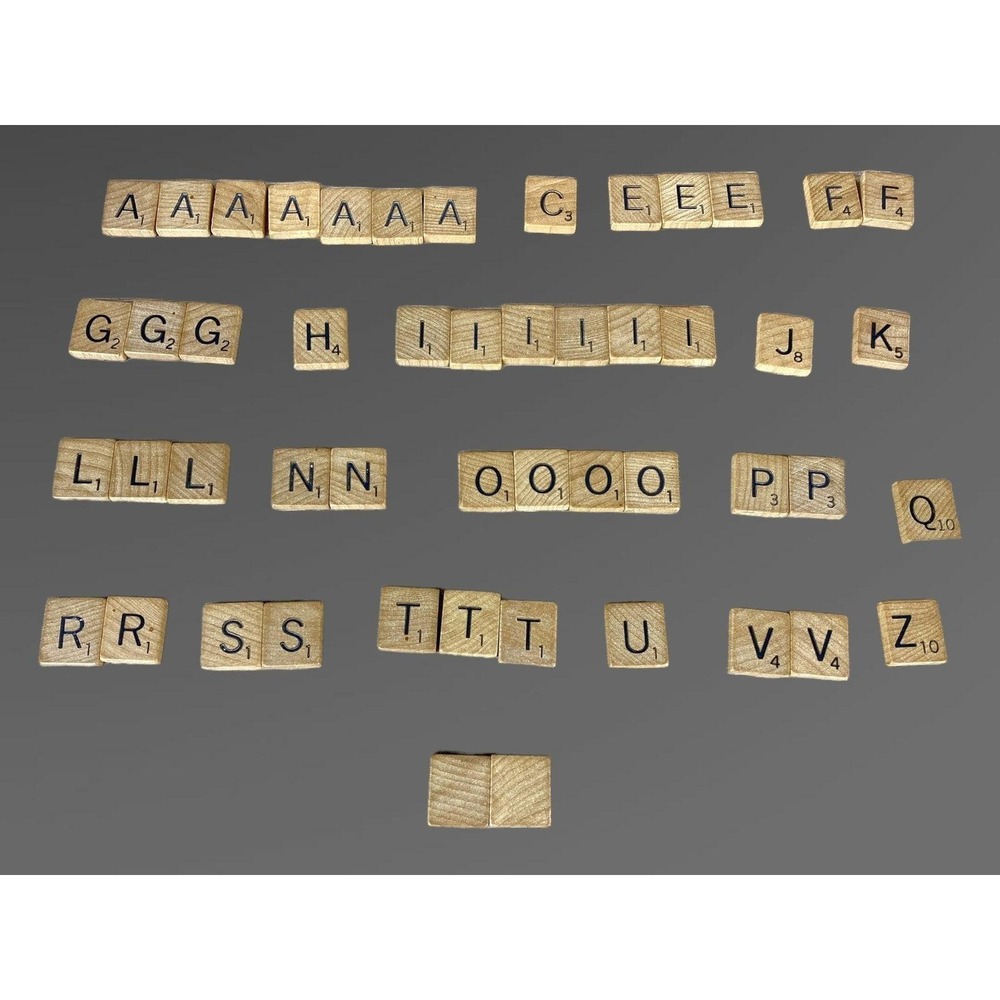 Vintage Scrabble Tiles 50 Assorted Pieces Replacements Crafting Rounded‎ Style